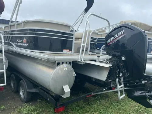 Slide: The Image of 2021 Sun Tracker Party Barge 22 DLX pontoon boat with Mercury outboard motor. - 8