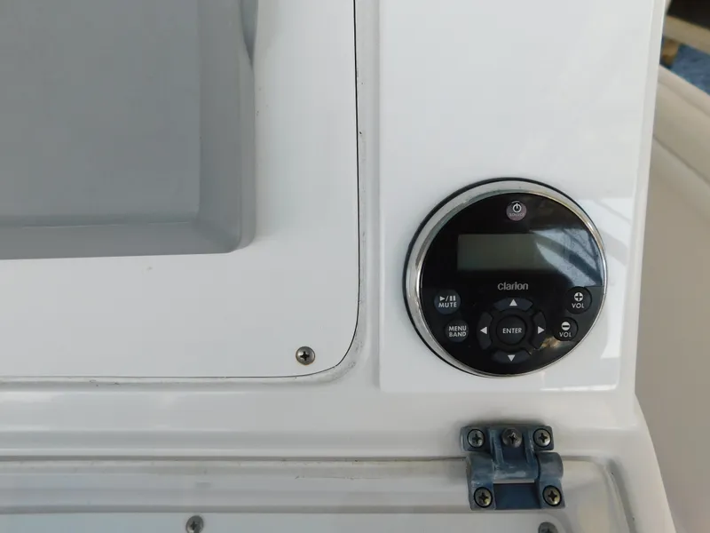 Slide: The Image of 2007 Donzi 38 ZFX dashboard with Clarion control panel. - 23