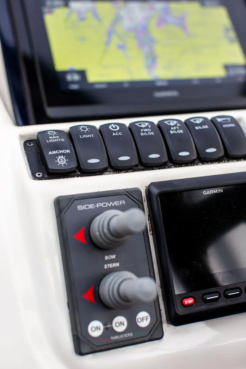Slide: The Image of Control panel of a 1999 Sunseeker Camargue yacht with $250k in upgrades. - 35