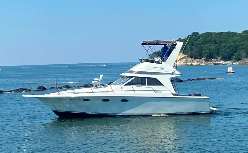 The Image of 1984 Trojan 10 Meter Sedan cruising on a calm, scenic lake. - 0