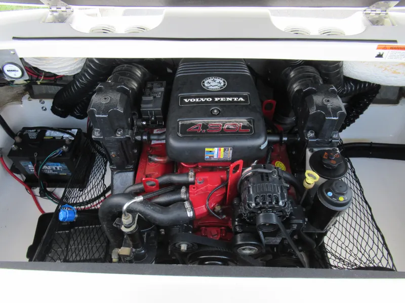 Slide: The Image of 2008 Glastron GXL 185 boat engine compartment with Volvo Penta 4.3GL engine. - 22