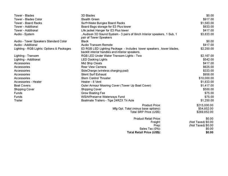Slide: The Image of 2023 Tigé 24 RZX boat features and pricing list. - 13