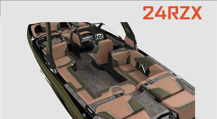 Slide: The Image of 2023 Tigé 24 RZX boat interior with luxurious seating and modern design. - 9