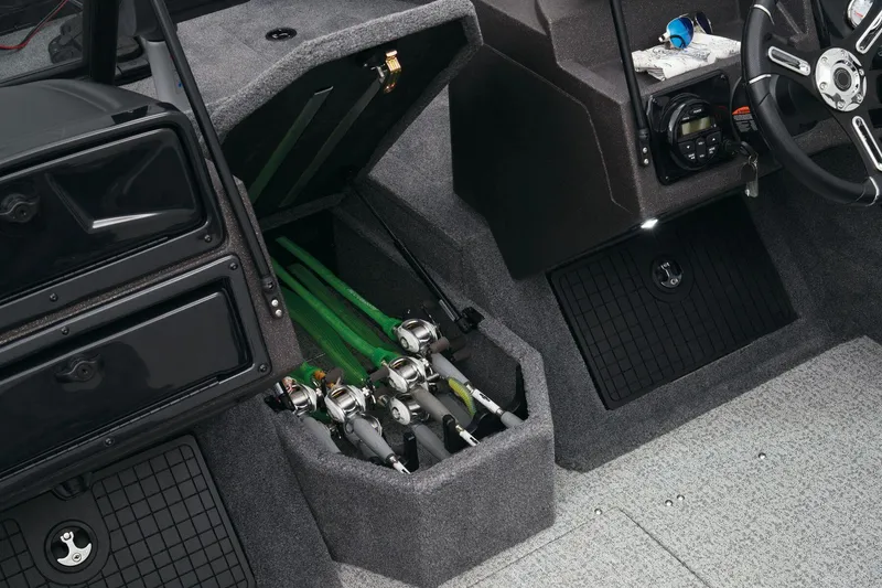 Slide: The Image of 2023 Tracker Targa V-19 WT fishing rod storage compartment. - 29