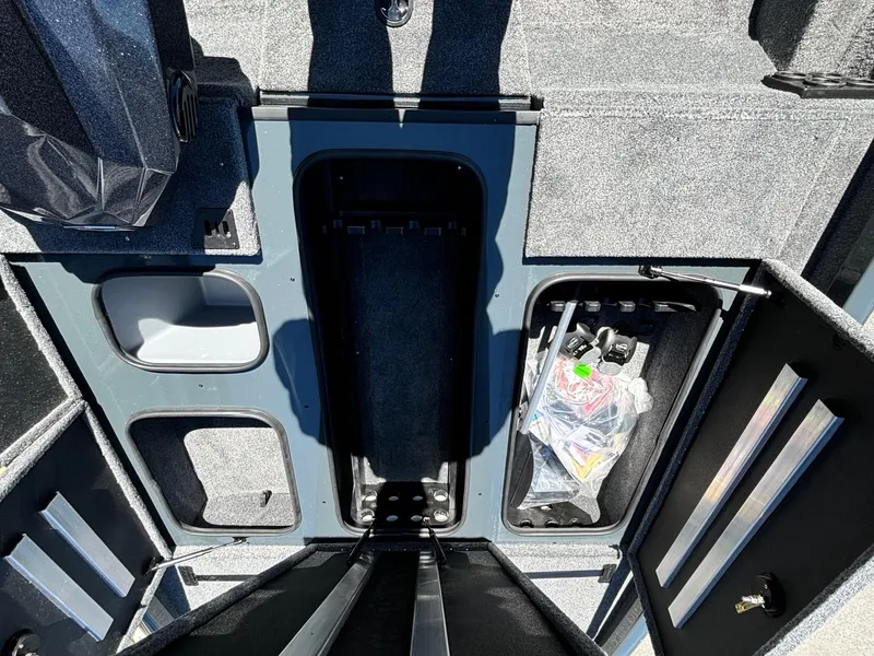 Slide: The Image of Interior storage compartments of 2025 Ranger RT 198P boat, showcasing organized space. - 4
