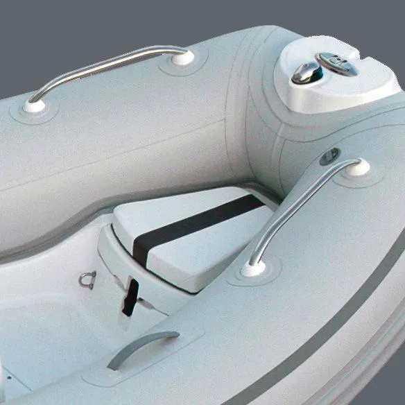 Slide: The Image of 2024 AB Inflatables 11 VST boat interior with seating and handles. - 2