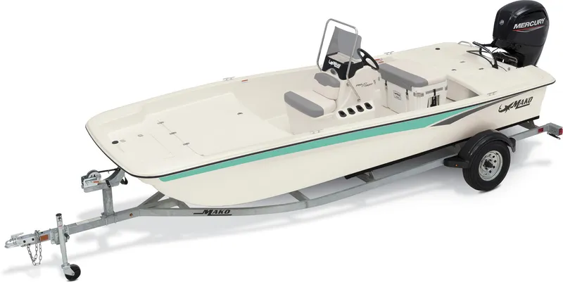 Slide: The Image of 2023 Mako Pro Skiff 17 CC boat on trailer, side view. - 4