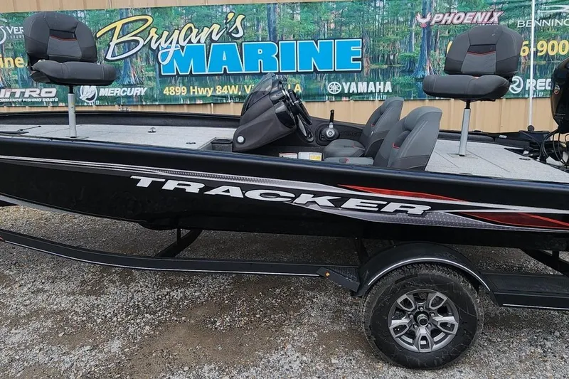 Slide: The Image of 2023 Tracker Pro Team 190 TX boat displayed at Bryan's Marine dealership. - 23