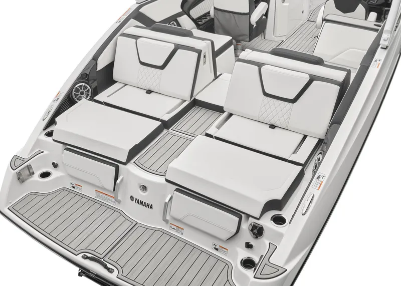 Slide: The Image of 2024 Yamaha Boats 252S interior with luxurious seating and modern design. - 2