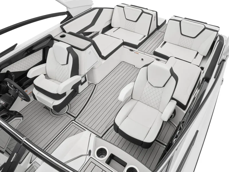 Slide: The Image of 2024 Yamaha Boats 252S interior with luxurious seating and modern design. - 8
