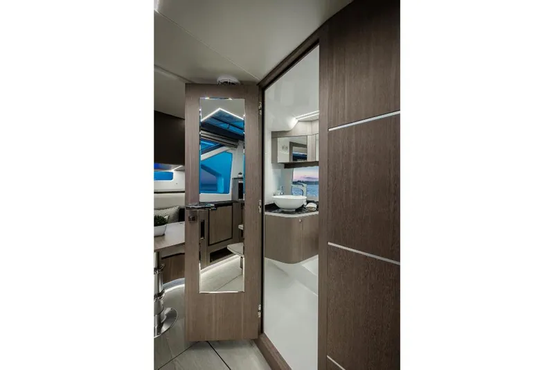 Slide: The Image of Interior of 2023 Galeon 375 GTO yacht, featuring modern design and sleek finishes. - 43