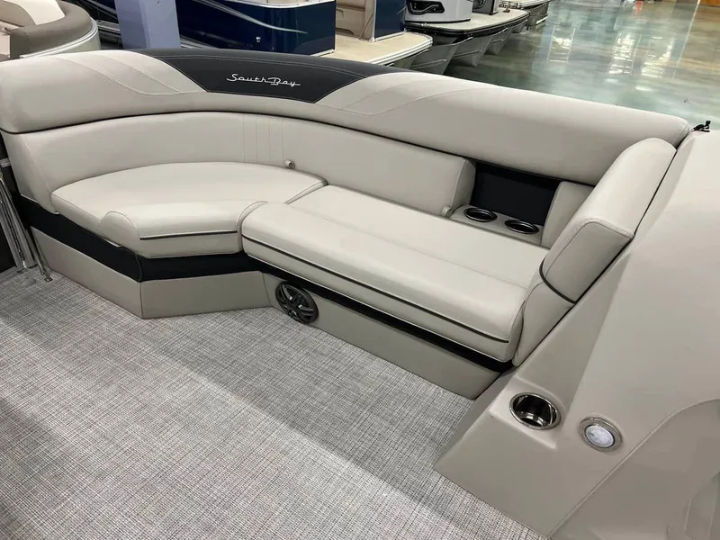 Slide: The Image of 2023 South Bay 222 CR LE 2.75 pontoon boat interior seating area. - 3