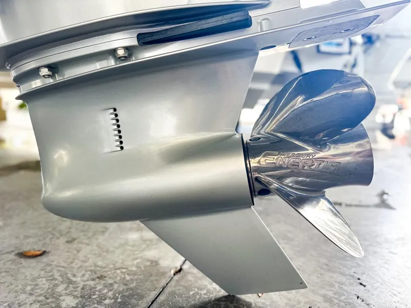 Slide: The Image of 2025 Chaparral 270 OSX OB boat propeller, close-up view. - 8