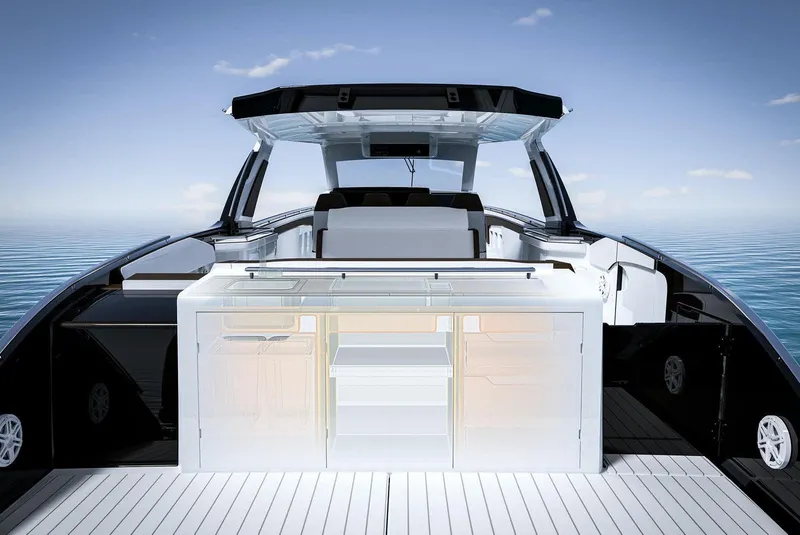 Slide: The Image of 2025 Cigarette 59 Tirranna luxury boat interior with modern amenities and sleek design. - 10