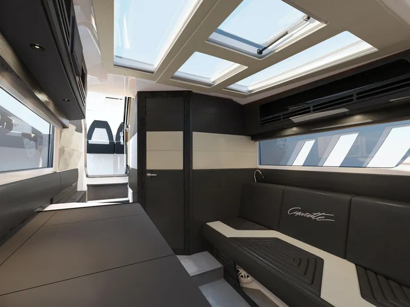 Slide: The Image of Interior of 2025 Cigarette 59 Tirranna luxury boat with modern design and skylights. - 13