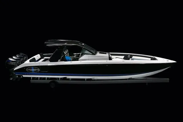 Slide: The Image of 2025 Cigarette 41 Nighthawk boat with sleek design and powerful engines. - 6