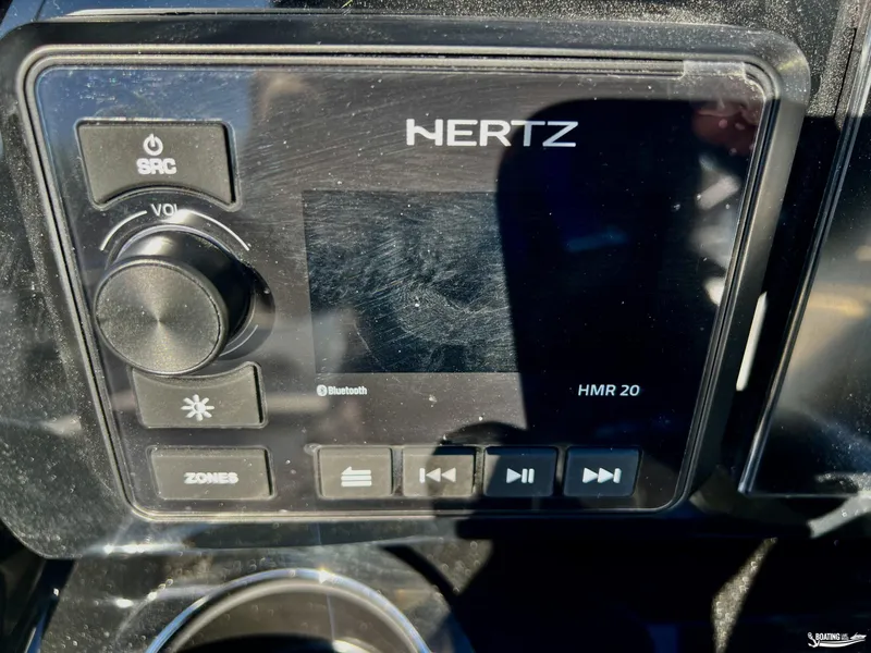 Slide: The Image of Hertz HMR 20 audio system in 2025 Yamaha Boats 195S, featuring Bluetooth connectivity. - 6