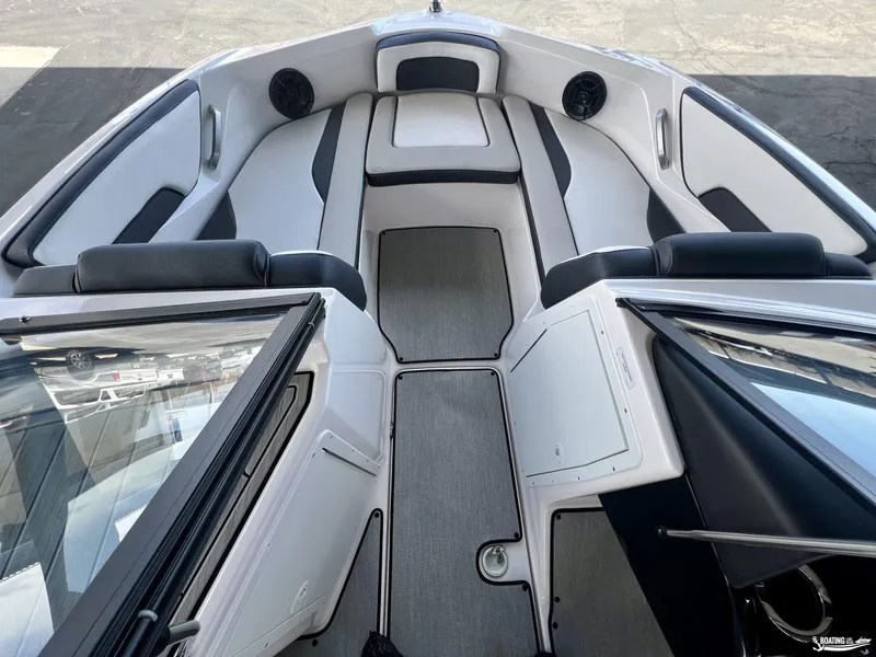 Slide: The Image of 2024 Yamaha Boats SX195 interior with sleek seating and modern design. - 3