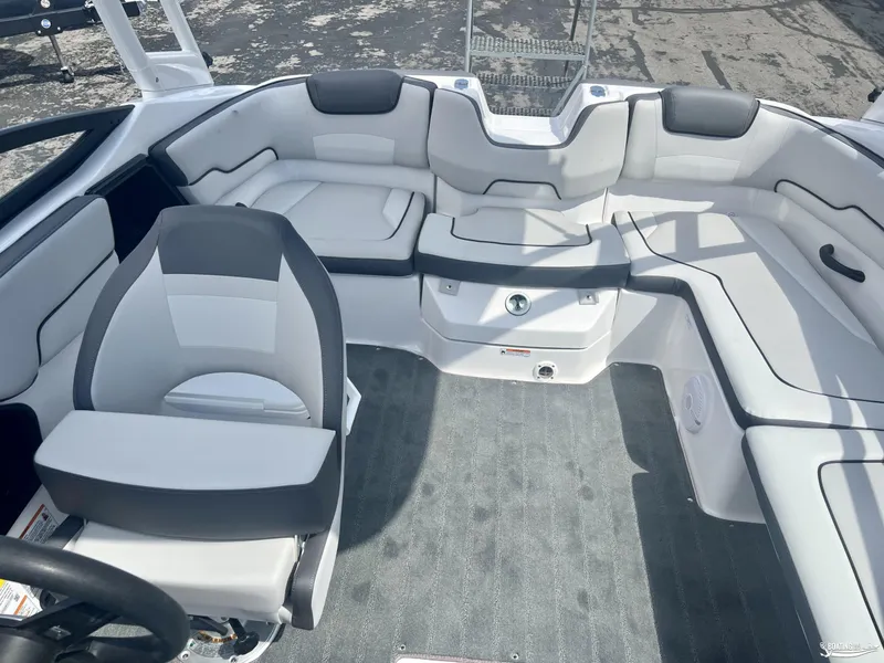 Slide: The Image of 2024 Yamaha Boats AR190 interior with sleek seating and modern design. - 4