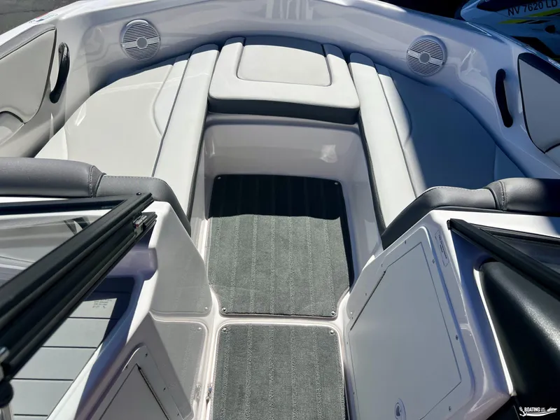 Slide: The Image of 2025 Yamaha Boats SX190 interior with seating and speakers. - 3