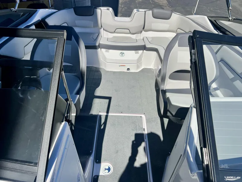 Slide: The Image of 2025 Yamaha Boats SX190 interior with spacious seating and modern design. - 4