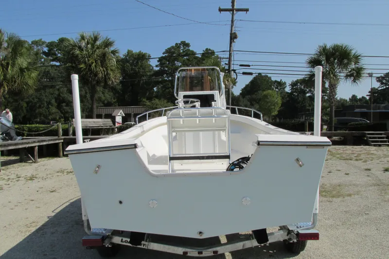 Slide: The Image of 2023 May-Craft 1900CC boat on trailer, rear view, outdoor setting. - 6