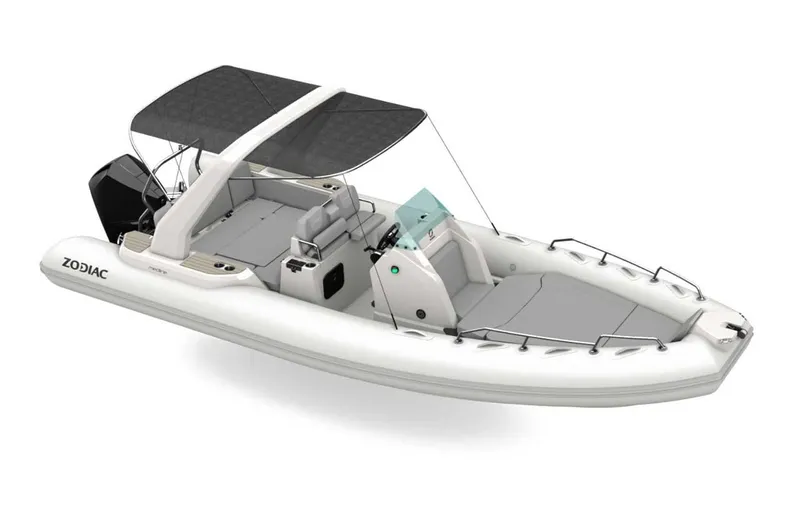 The Image of 2023 Zodiac Medline 7.5 inflatable boat with canopy and seating. - 2