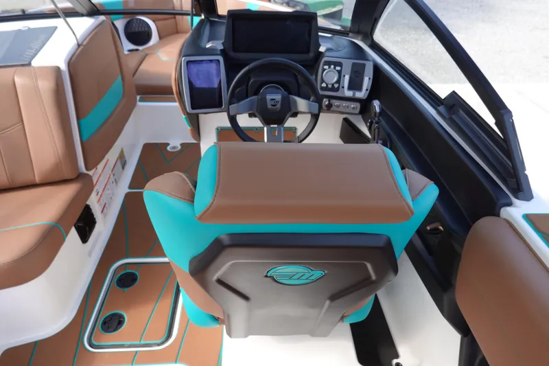 Slide: The Image of 2023 Malibu Wakesetter 23 LSV boat interior with modern dashboard. - 16