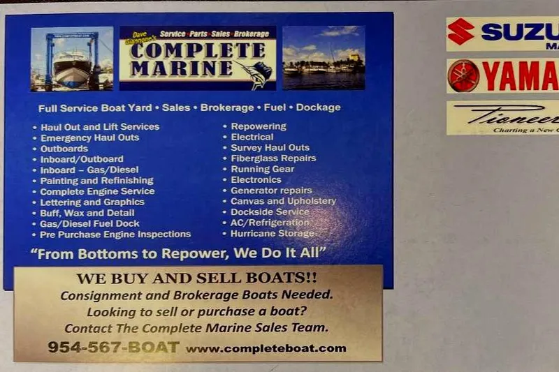 Slide: The Image of Complete Marine services: boat yard, sales, brokerage, fuel, dockage. We buy and sell boats. Contact 954-567-BO - 11