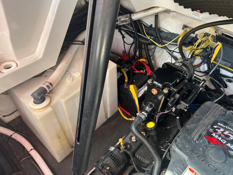 Slide: The Image of 2007 Crownline 250 CR engine compartment with MerCruiser 350 MAG MPI engine. - 28