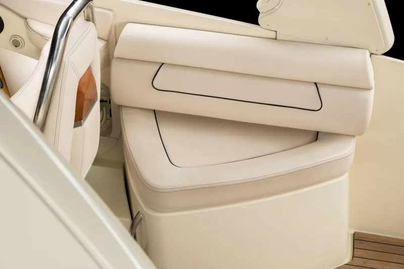 Slide: The Image of 2026 Chris-Craft Launch 28 GT interior seating with elegant beige upholstery. - 23