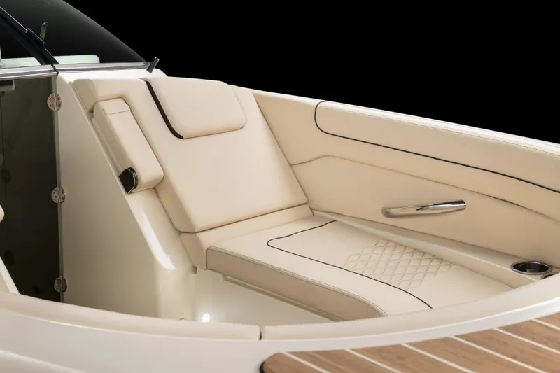 Slide: The Image of Luxurious interior of 2026 Chris-Craft Launch 28 GT boat with beige seating. - 5