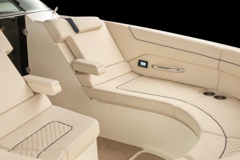 Slide: The Image of Luxurious interior of 2026 Chris-Craft Launch 35 GT with beige seating and modern amenities. - 3