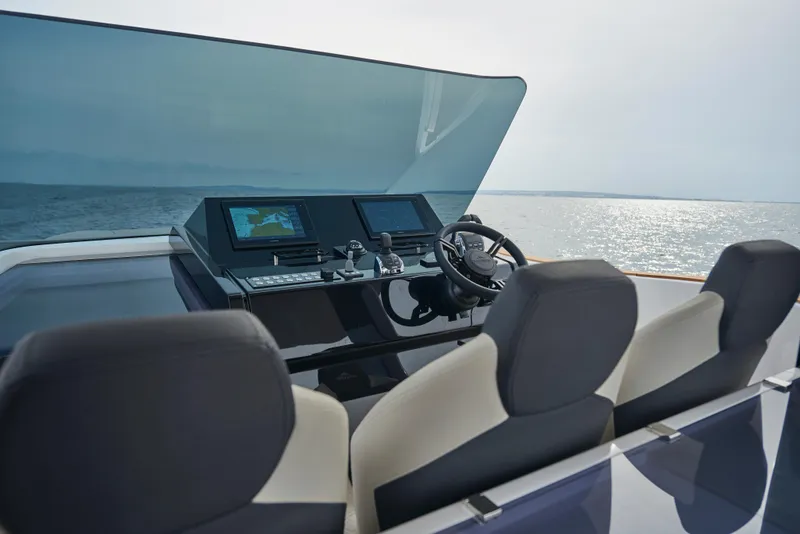 Slide: The Image of 2023 Astondoa 377 Coupe yacht cockpit with ocean view. - 14