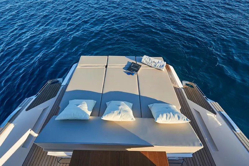 Slide: The Image of Luxury sunbathing deck on the 2023 Astondoa 377 Coupe yacht. - 18