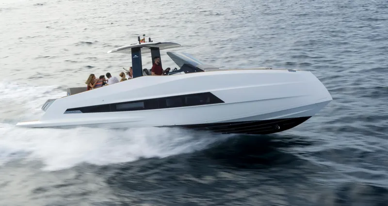 Slide: The Image of 2023 Astondoa 377 Coupe cruising on the ocean. - 5