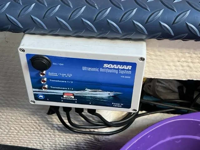 Slide: The Image of 2009 Ovation 52 boat with Soanar ultrasonic antifouling system. - 47