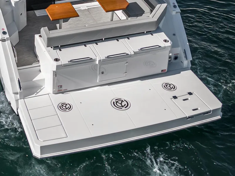 Slide: The Image of 2023 Cruisers Yachts 42 Cantius swim platform and rear deck area. - 11