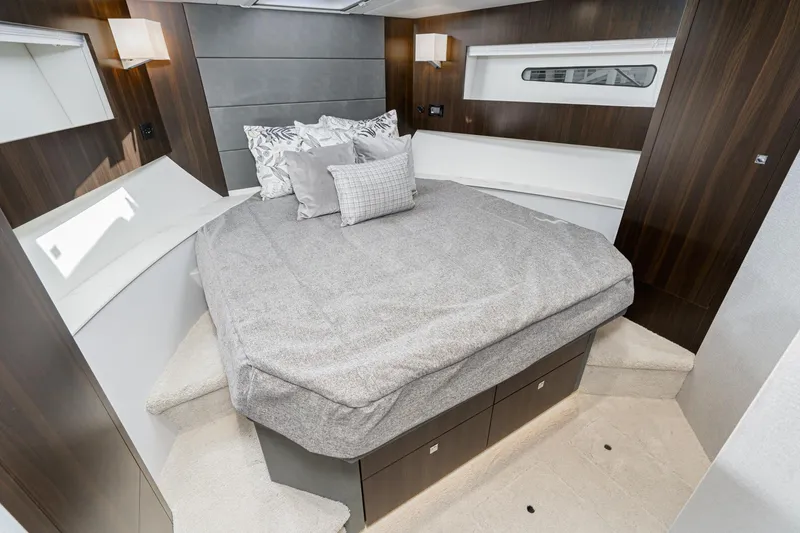 Slide: The Image of Luxurious bedroom interior of 2023 Cruisers Yachts 42 Cantius with modern design. - 34