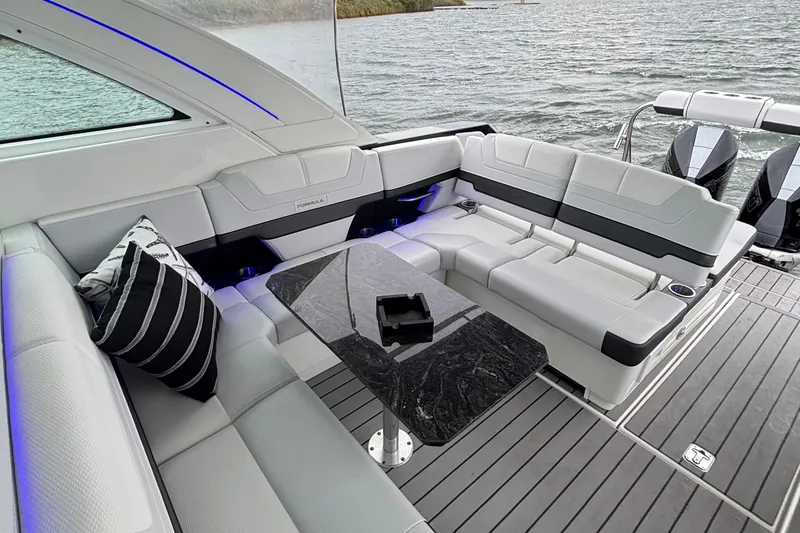 Slide: The Image of 2022 Formula 380 Super Sport Crossover OB interior with sleek seating and modern design. - 56