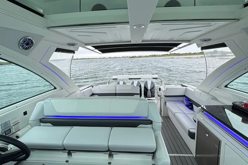 Slide: The Image of Interior view of 2022 Formula 380 Super Sport Crossover OB on water. - 60
