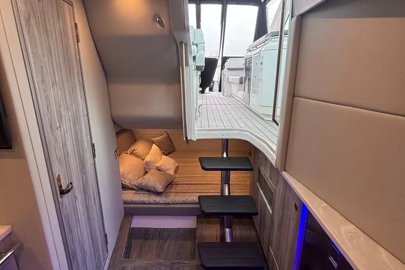 Slide: The Image of Interior of 2022 Formula 380 Super Sport Crossover OB, featuring cozy cabin and modern design. - 88