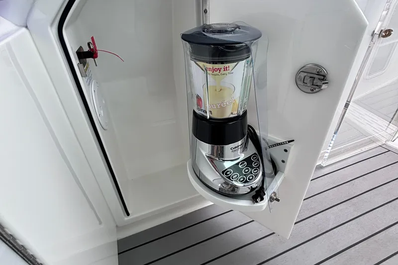 Slide: The Image of Blender in a 2022 Formula 380 Super Sport Crossover OB boat's compartment. - 98