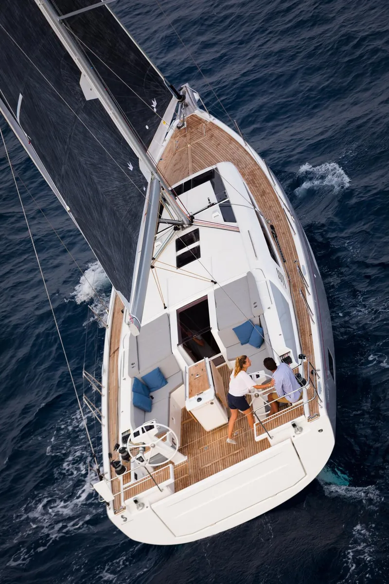Slide: The Image of 2024 Beneteau Oceanis 46.1 sailing yacht on open water. - 7