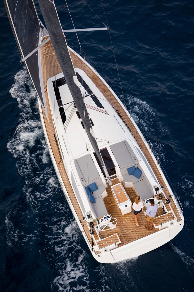 Slide: The Image of 2024 Beneteau Oceanis 46.1 sailing yacht on open water. - 9
