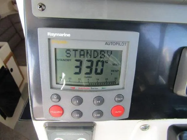 Slide: The Image of Raymarine autopilot display on 2000 Albin Tournament Express boat. - 17