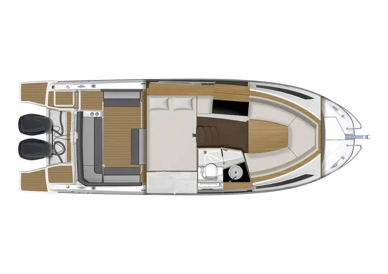 Slide: The Image of Top view of 2025 Jeanneau Leader 9.0 WA S2 boat layout. - 17