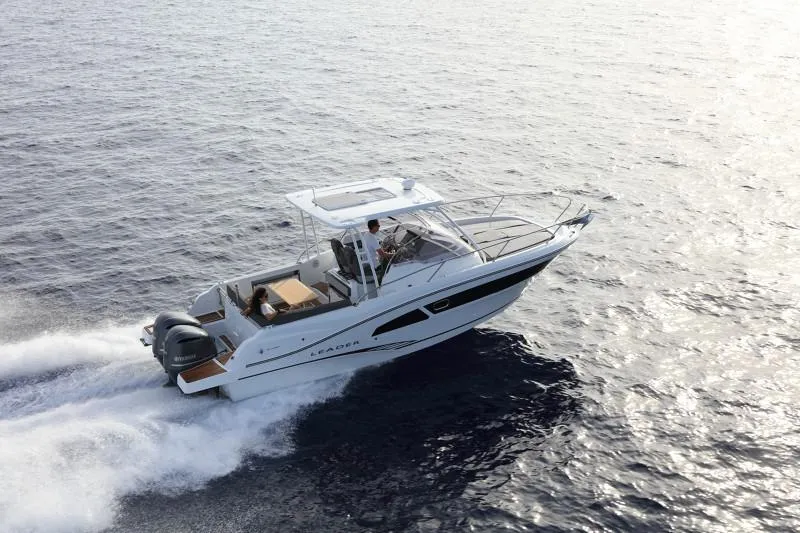 Slide: The Image of 2025 Jeanneau Leader 9.0 WA S2 cruising on open water. - 6