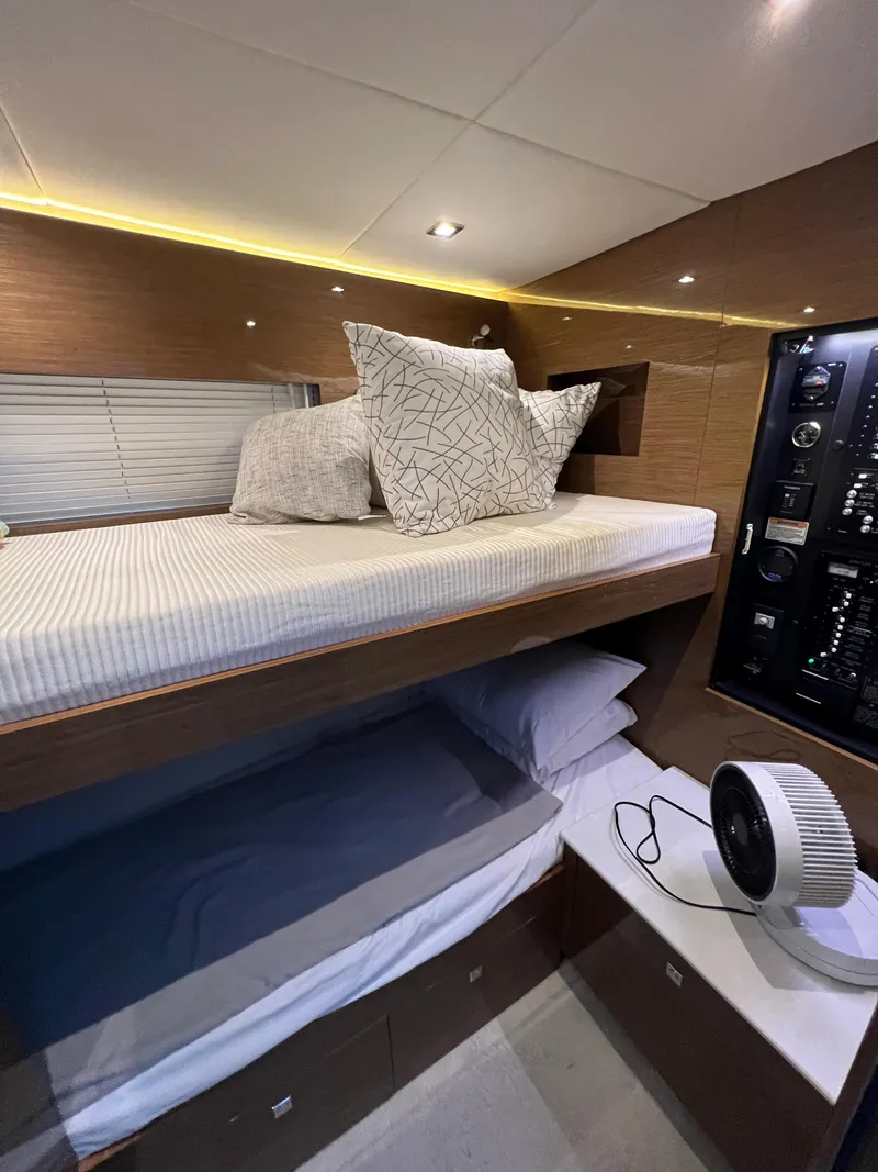 Slide: The Image of Interior cabin of 2018 Cruisers Yachts 50 Cantius with bunk beds and modern decor. - 36