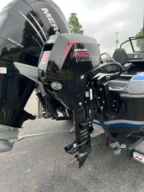 Slide: The Image of 2023 Nitro ZV21 Pro boat with Mercury Pro Kicker outboard motor. - 9